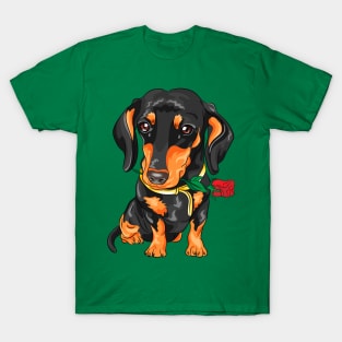 dog with red roses T-Shirt